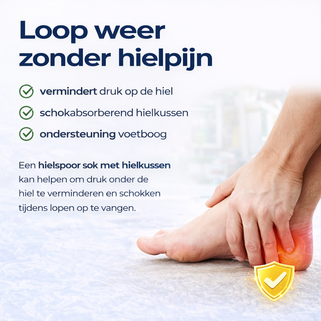 Dr.muscle hielspoor sok om hielpijn te verminderen zodat je zonder hielpijn kan lopen. 