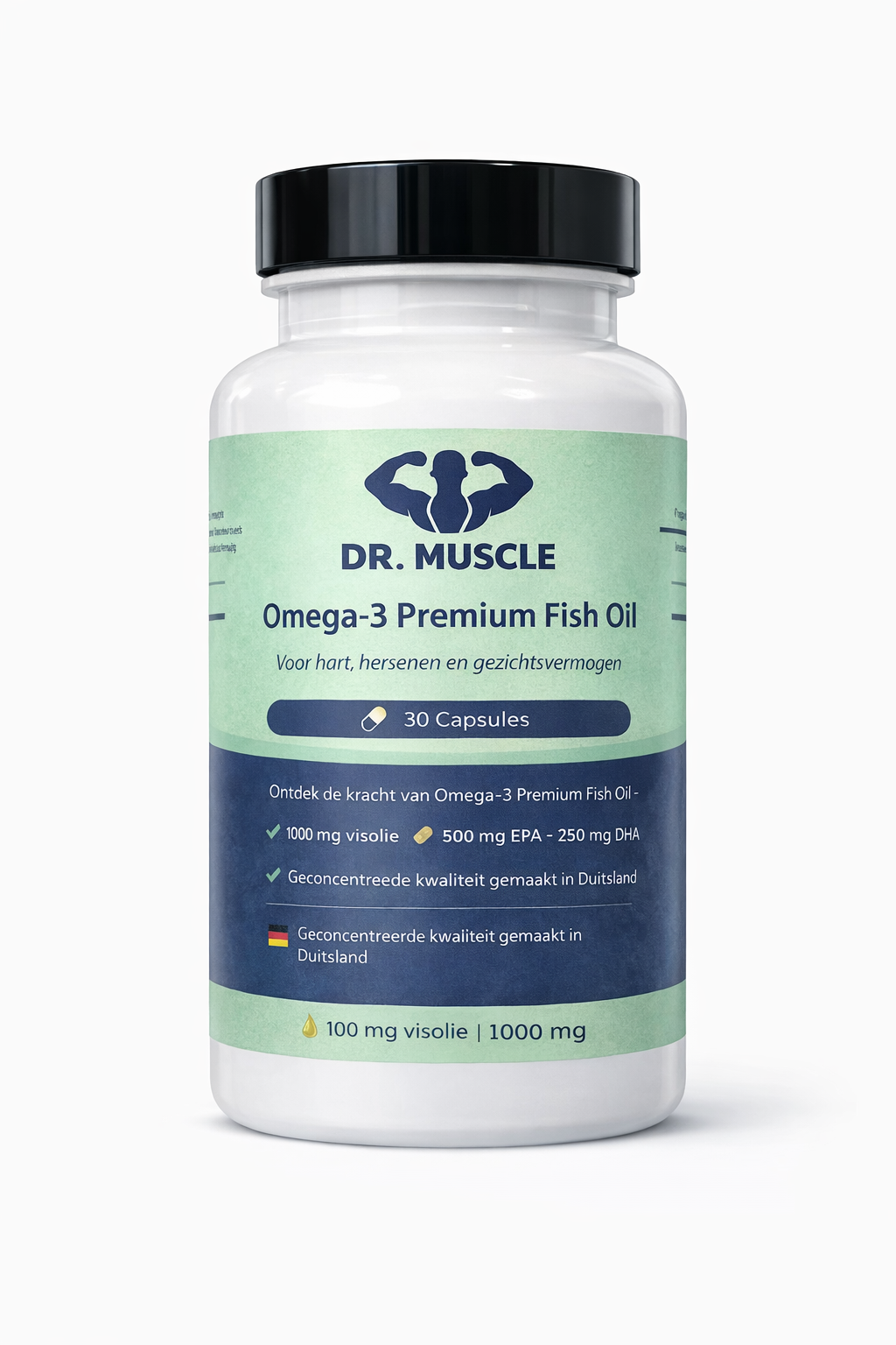 Dr. Muscle Omega 3 Premium Fish Oil 1000 mg visolie capsules met EPA en DHA – 30 capsules